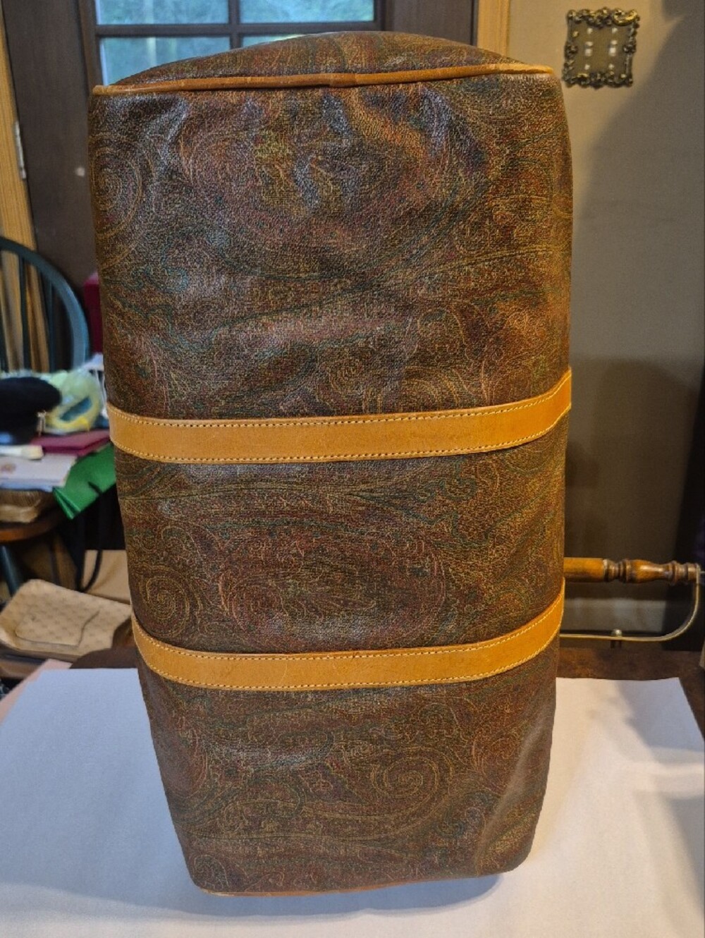 Etro Authentic Paisley Leather-Trim Weekender Travel Bag - Picture 6 of 11
